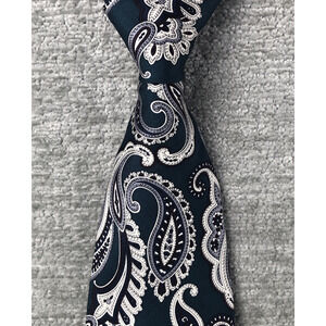 Stafford Executive Silk Tie Men’s Green Paisley Pattern Made in USA 4" Wide